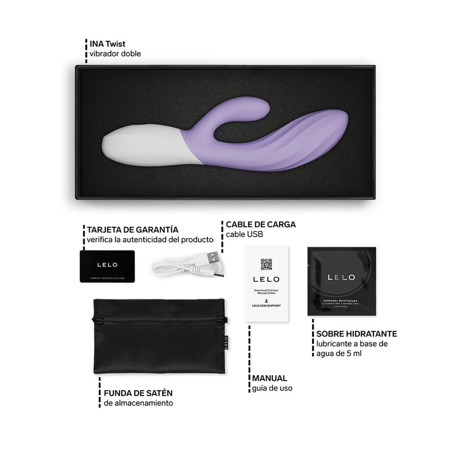 LELO - INA TWIST DOUBLE VIBRATOR RABBIT FOR G-SPOT AND CLITORIS BLUE